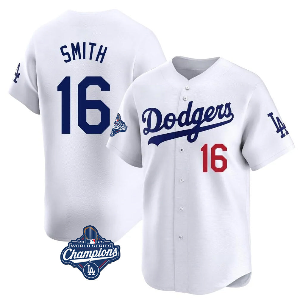 Johmsee LA.Dodgers #16 Will Smith Player White World Series Meet Limited Home Stitched Jerseys