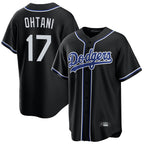 Johmsee LA.Dodgers #17 Shohei Ohtani Player Black Carbon Limited Home Stitched Jerseys