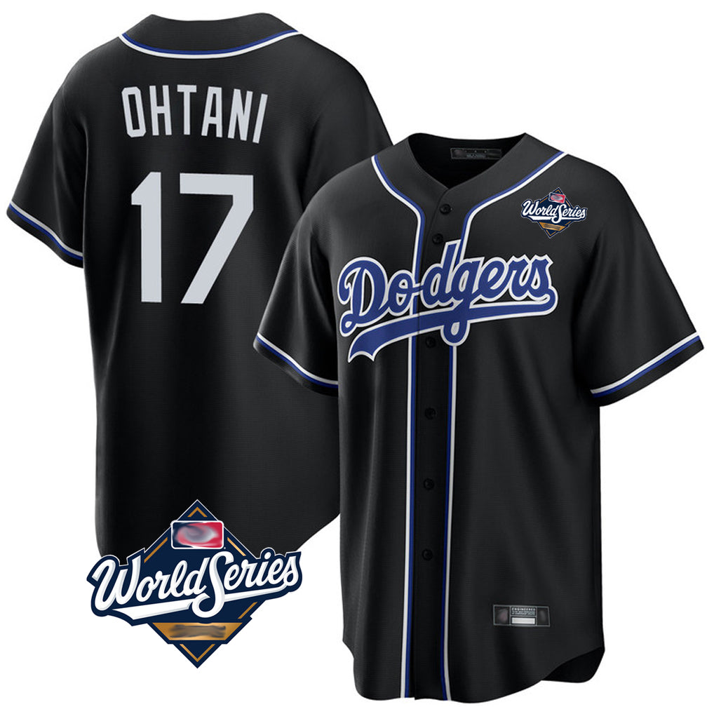 Johmsee LA.Dodgers #17 Shohei Ohtani Player Black World Series Carbon Limited Home Stitched Jerseys