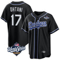 Johmsee LA.Dodgers #17 Shohei Ohtani Player Black World Series Carbon Limited Home Stitched Jerseys