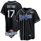 Johmsee LA.Dodgers #17 Shohei Ohtani Player Black World Series Carbon Limited Home Stitched Jerseys