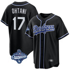 Johmsee LA.Dodgers #17 Shohei Ohtani Player Black World Series Meet Carbon Limited Home Stitched Jerseys