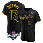 Johmsee LA.Dodgers #17 Shohei Ohtani Player Black World Series Snake Skin City Limited Elite Home Stitched Jerseys