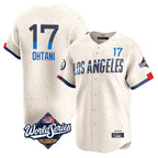 Johmsee LA.Dodgers #17 Shohei Ohtani Player Cream World Series City Connect Limited Home Stitched Jerseys