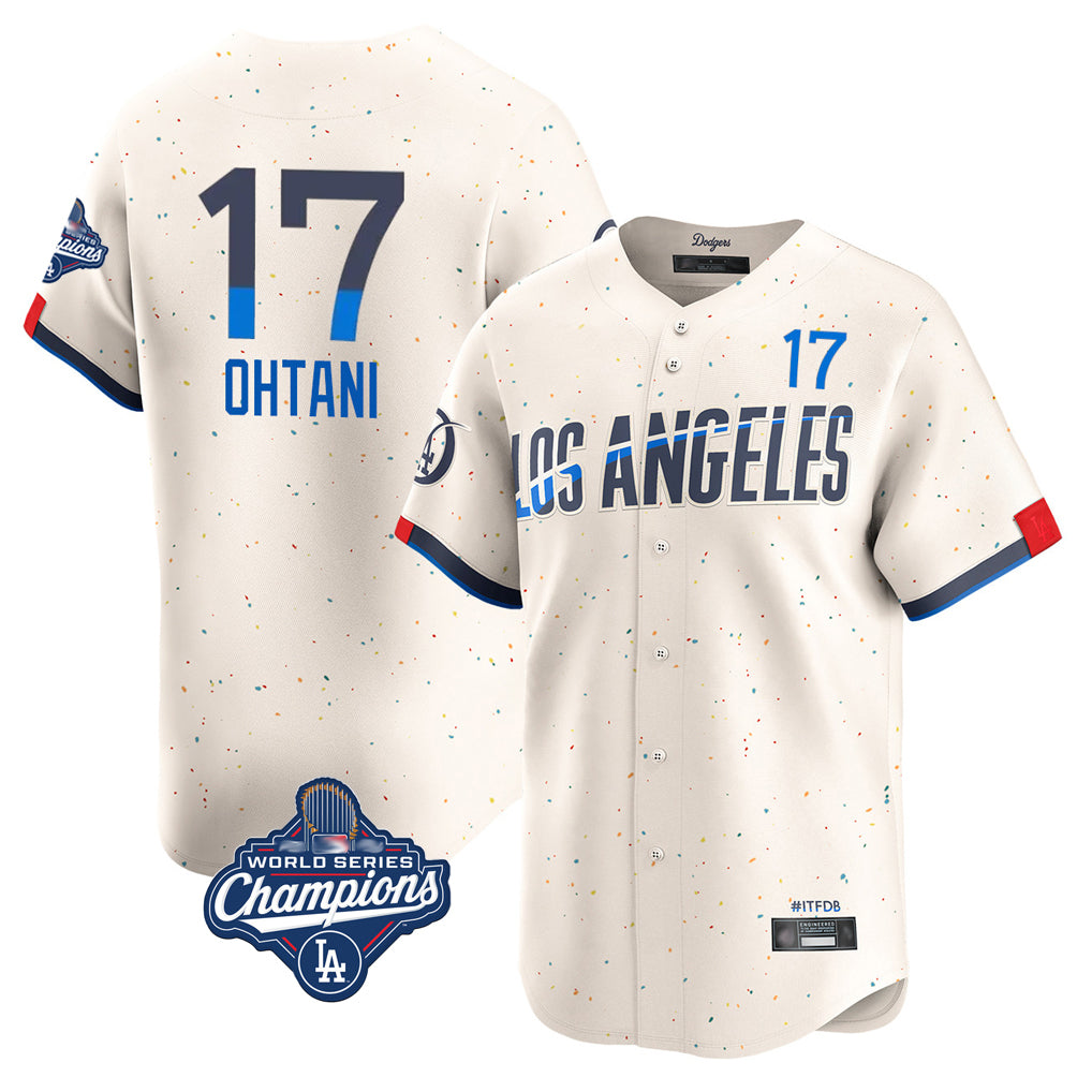 Johmsee LA.Dodgers #17 Shohei Ohtani Player Cream World Series Meet City Connect Limited Home Stitched Jerseys