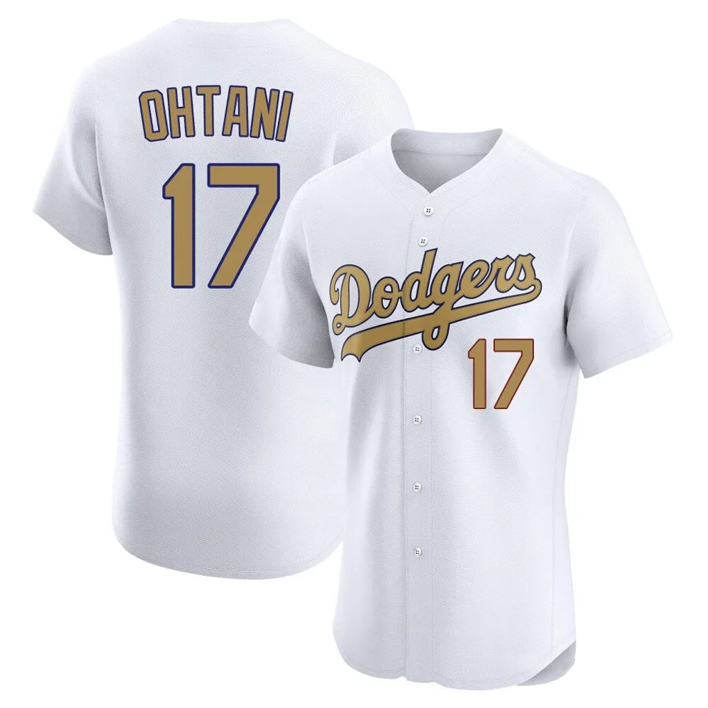 Johmsee LA.Dodgers #17 Shohei Ohtani Player Gold Limited Elite Home Stitched Jerseys