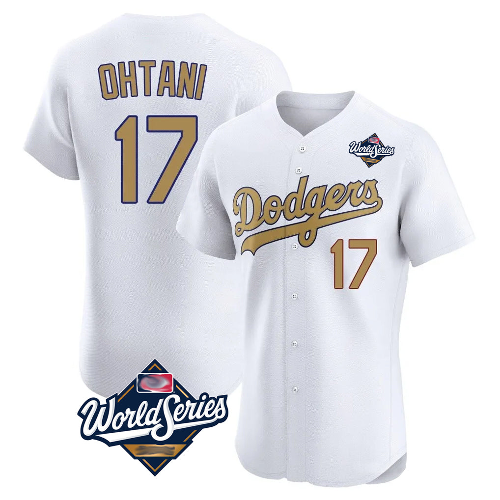Johmsee LA.Dodgers #17 Shohei Ohtani Player Gold World Series Limited Elite Home Stitched Jerseys