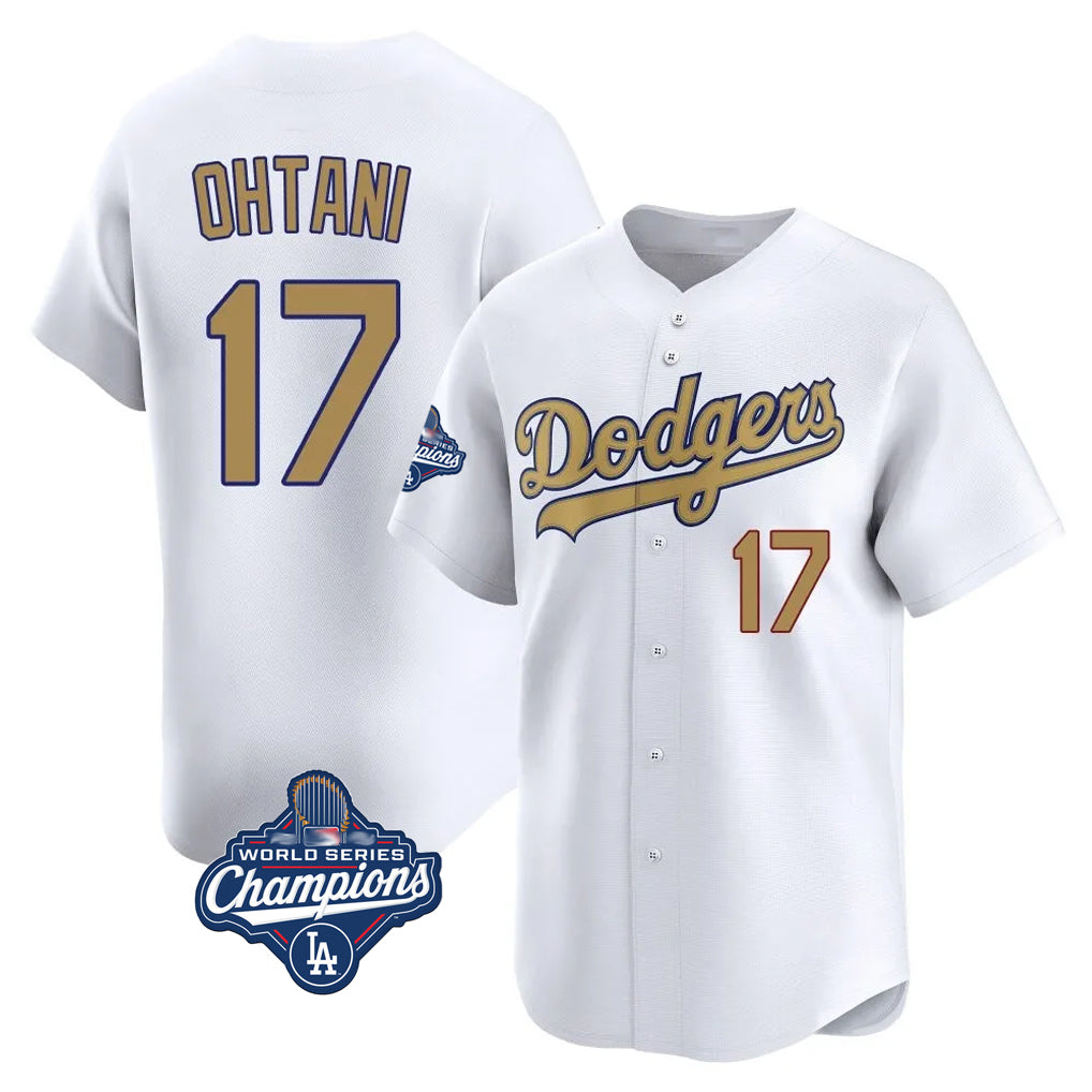 Johmsee LA.Dodgers #17 Shohei Ohtani Player Gold World Series Meet Collection Limited Home Stitched Jerseys