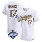 Johmsee LA.Dodgers #17 Shohei Ohtani Player Gold World Series Meet Limited Elite Home Stitched Jerseys