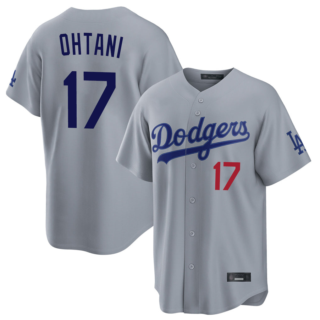 Johmsee LA.Dodgers #17 Shohei Ohtani Player Gray Game Home Stitched Jerseys