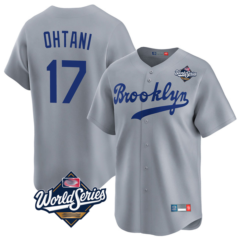Johmsee LA.Dodgers #17 Shohei Ohtani Player Gray World Series Game Limited Home Stitched Jerseys