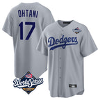 Johmsee LA.Dodgers #17 Shohei Ohtani Player Gray World Series Game Stitched Jerseys