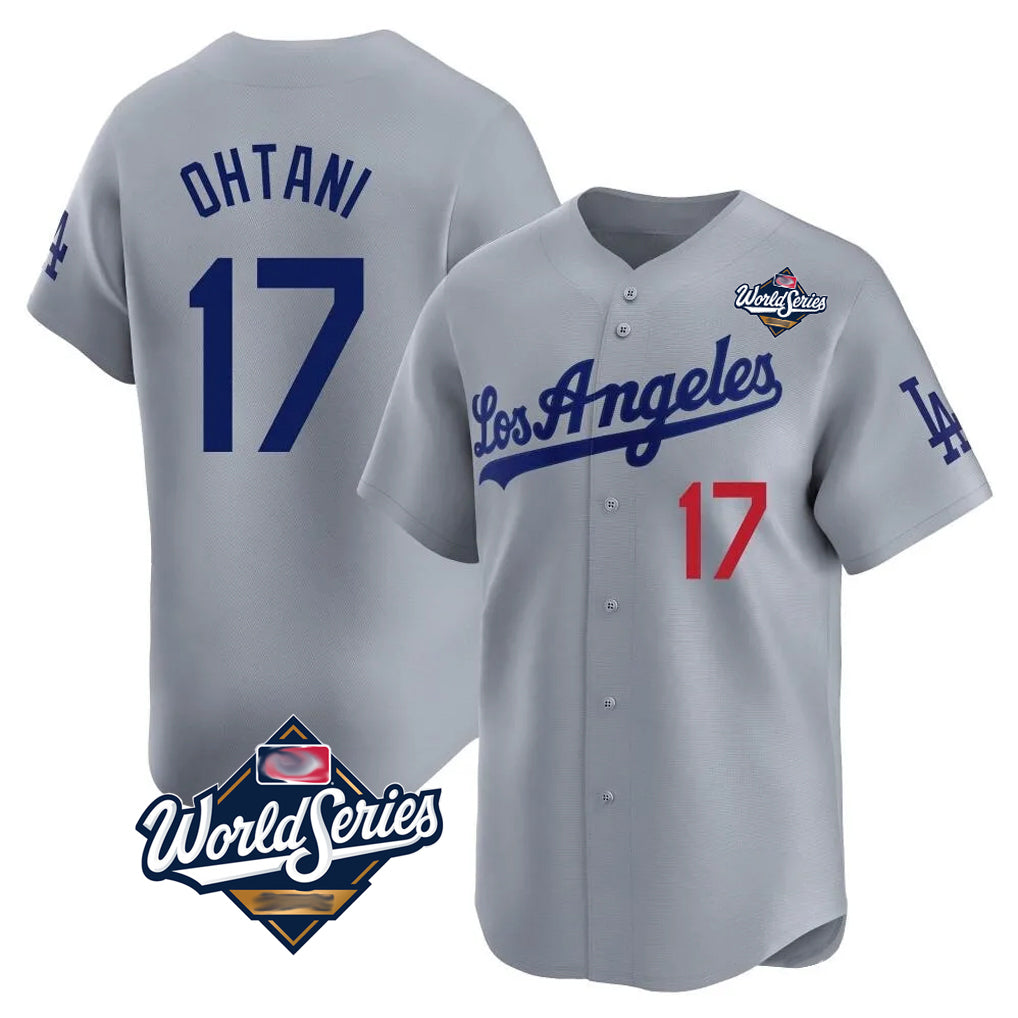Johmsee LA.Dodgers #17 Shohei Ohtani Player Gray World Series Limited Home Stitched Jerseys