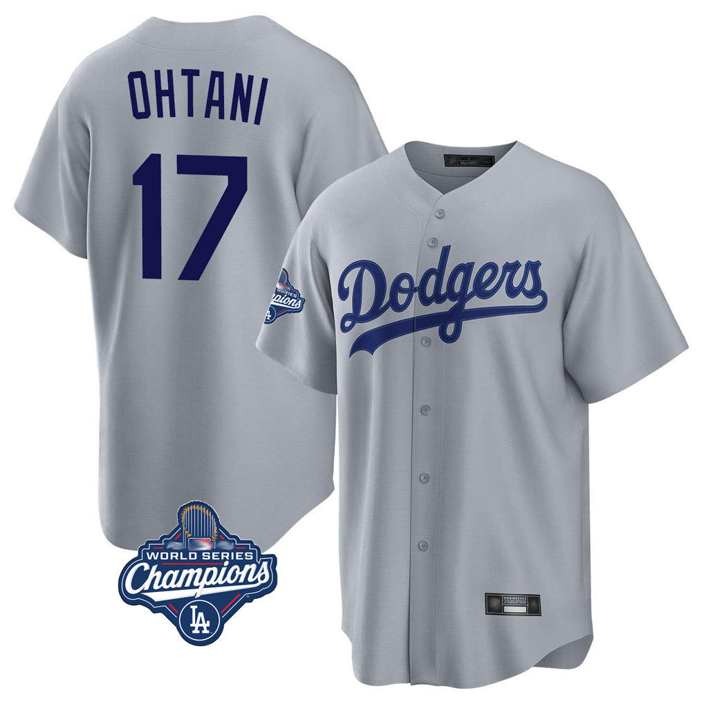 Johmsee LA.Dodgers #17 Shohei Ohtani Player Gray World Series Meet Game Stitched Jerseys