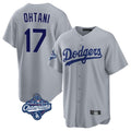 Johmsee LA.Dodgers #17 Shohei Ohtani Player Gray World Series Meet Game Stitched Jerseys