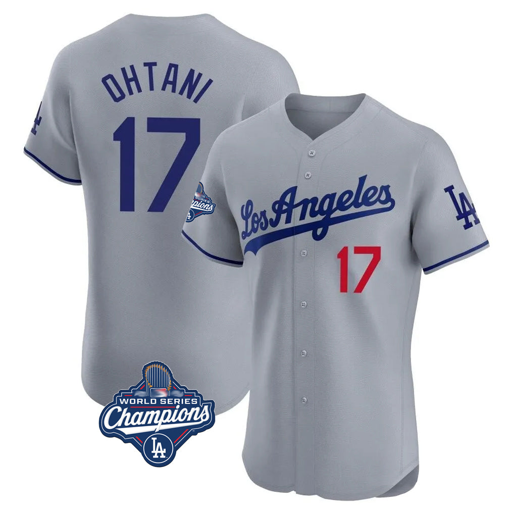 Johmsee LA.Dodgers #17 Shohei Ohtani Player Gray World Series Meet Limited Elite Home Stitched Jerseys