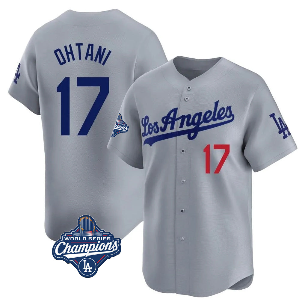 Johmsee LA.Dodgers #17 Shohei Ohtani Player Gray World Series Meet Limited Home Stitched Jerseys