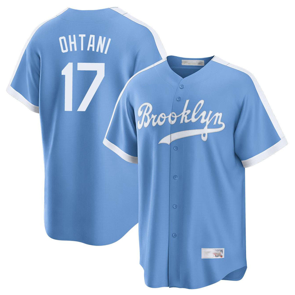 Johmsee LA.Dodgers #17 Shohei Ohtani Player Light Blue Cooperstown Collection Limited Stitched Jerseys