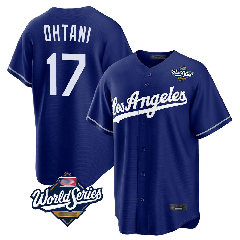 Johmsee LA.Dodgers #17 Shohei Ohtani Player Royal World Series Game Stitched Jerseys
