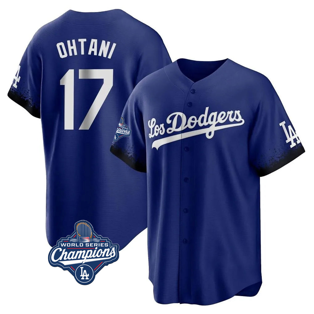 Johmsee LA.Dodgers #17 Shohei Ohtani Player Royal World Series Meet City Connect Home Game Stitched Jerseys