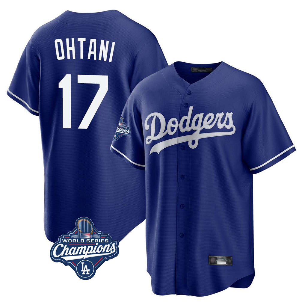 Johmsee LA.Dodgers #17 Shohei Ohtani Player Royal World Series Meet Home Game Stitched Jerseys