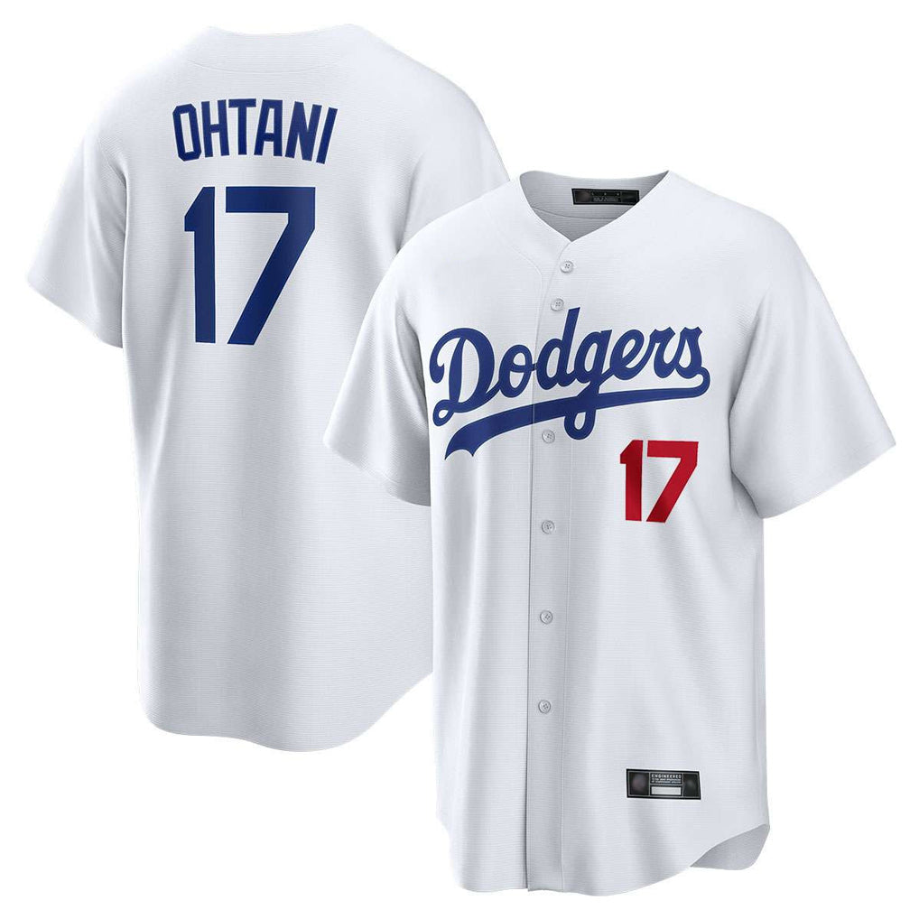Johmsee LA.Dodgers #17 Shohei Ohtani Player White Home Game Stitched Jerseys