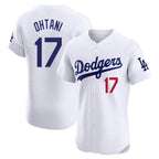 Johmsee LA.Dodgers #17 Shohei Ohtani Player White Limited Elite Home Stitched Jerseys