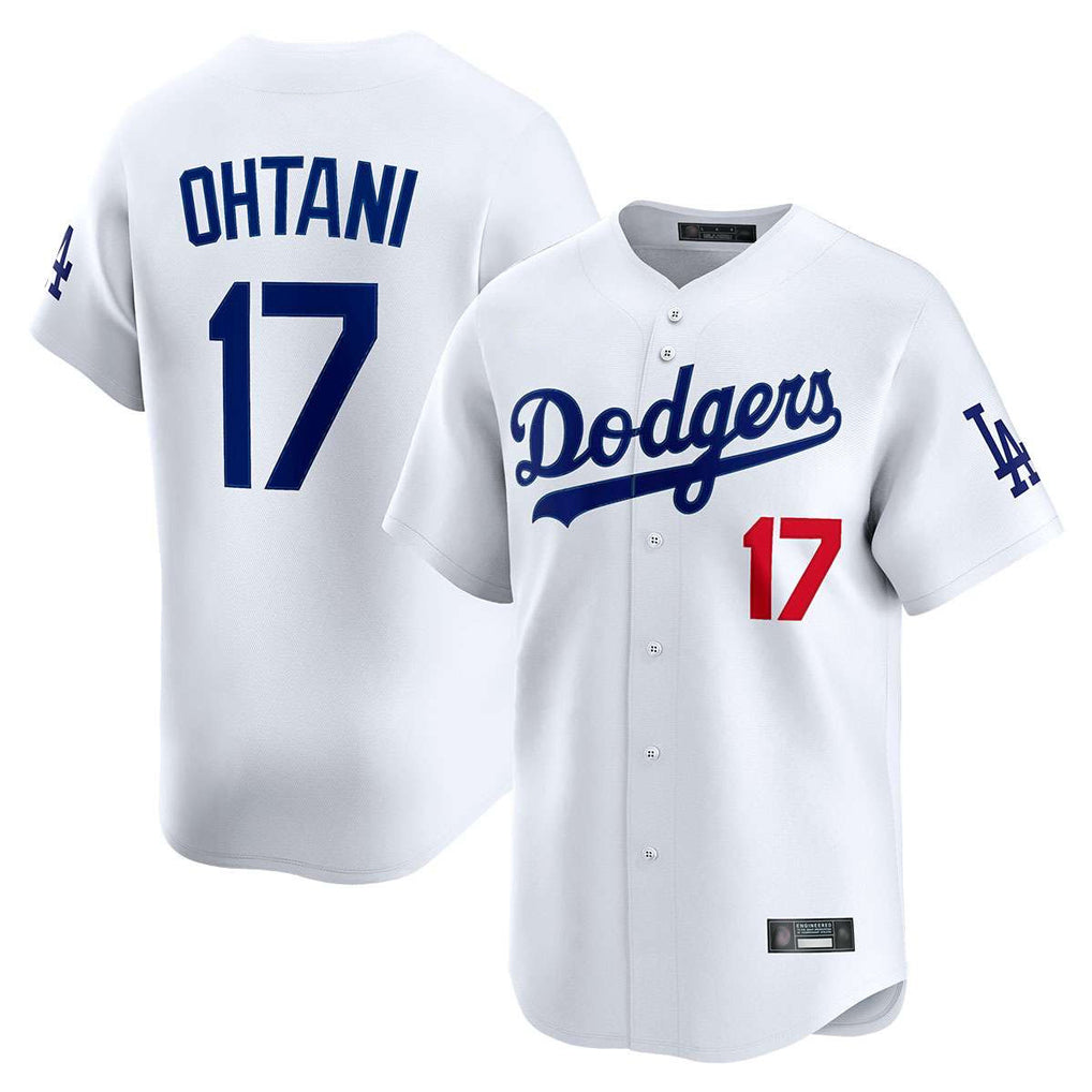 Johmsee LA.Dodgers #17 Shohei Ohtani Player White Limited Home Stitched Jerseys