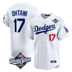 Johmsee LA.Dodgers #17 Shohei Ohtani Player White World Series Limited Home Stitched Jerseys