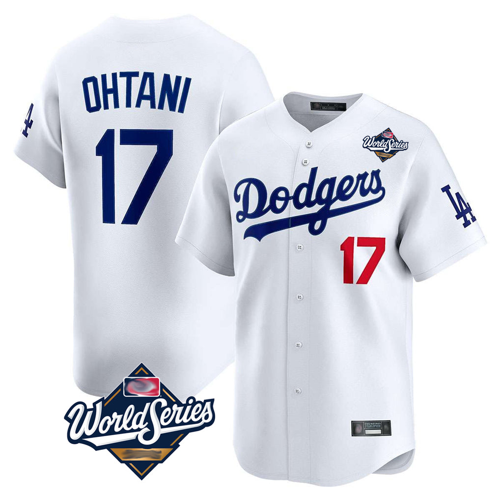 Johmsee LA.Dodgers #17 Shohei Ohtani Player White World Series Limited Home Stitched Jerseys