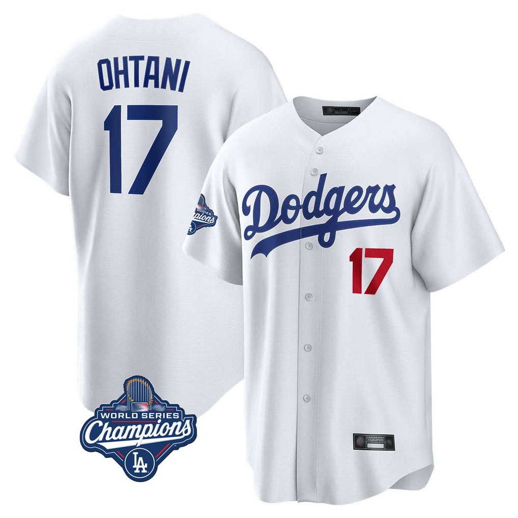 Johmsee LA.Dodgers #17 Shohei Ohtani Player White World Series Meet Home Game Stitched Jerseys
