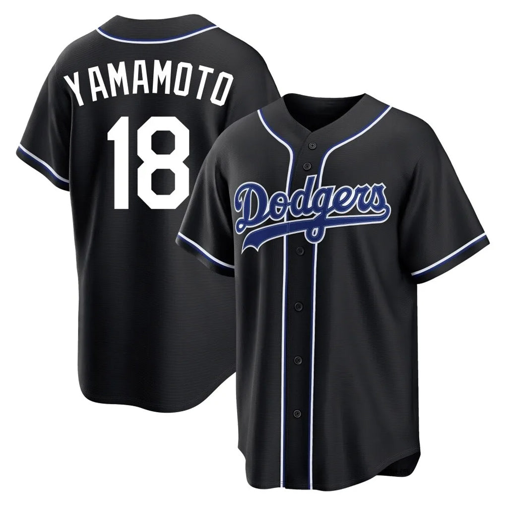 Johmsee LA.Dodgers #18 Yoshinobu Yamamoto Player Black Carbon Limited Home Stitched Jerseys