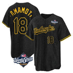 Johmsee LA.Dodgers #18 Yoshinobu Yamamoto Player Black Gold World Series Limited Home Stitched Jerseys