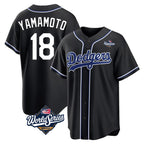Johmsee LA.Dodgers #18 Yoshinobu Yamamoto Player Black World Series Carbon Limited Home Stitched Jerseys