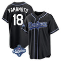 Johmsee LA.Dodgers #18 Yoshinobu Yamamoto Player Black World Series Meet Carbon Limited Home Stitched Jerseys