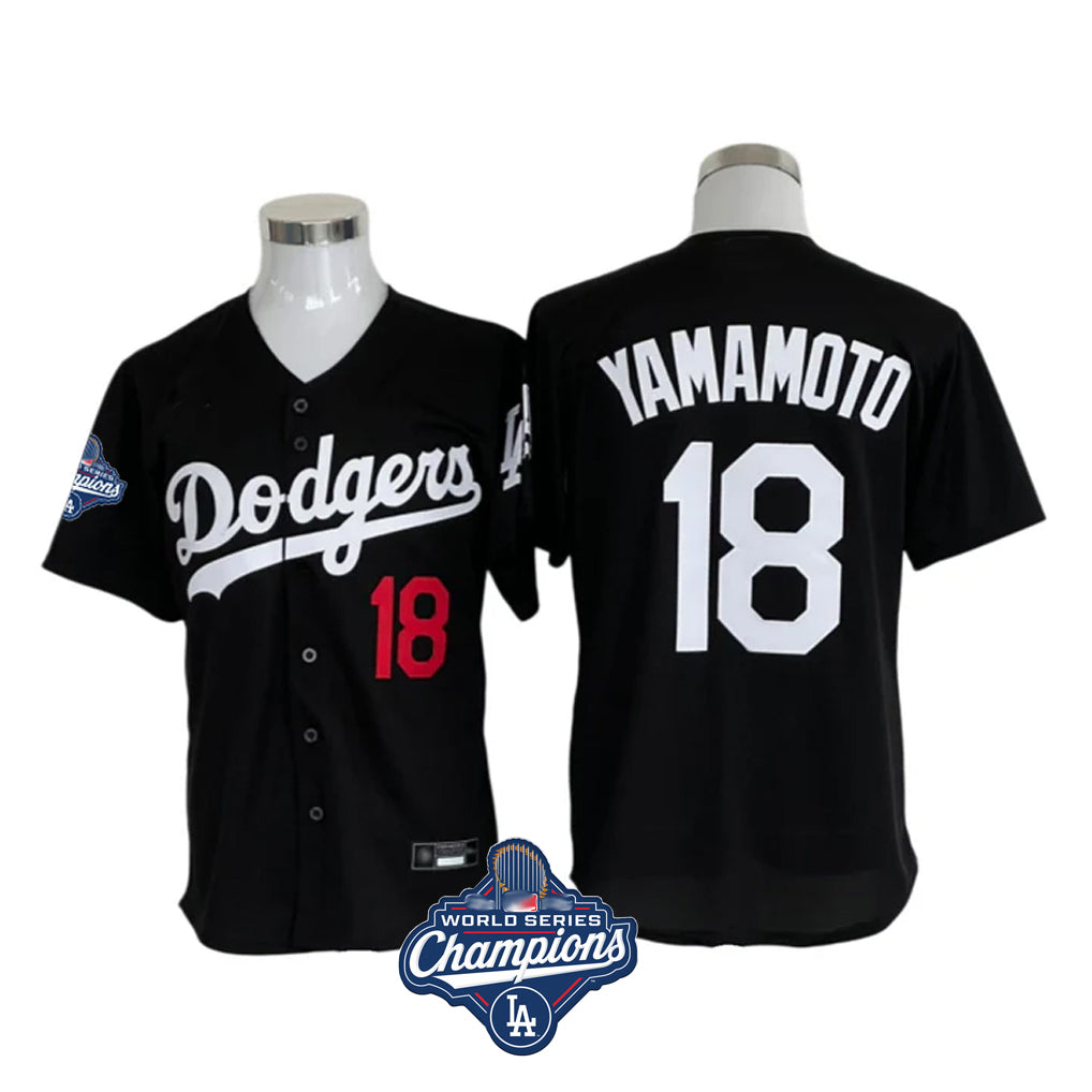 Johmsee LA.Dodgers #18 Yoshinobu Yamamoto Player Black World Series Meet Limited Home Stitched Jerseys