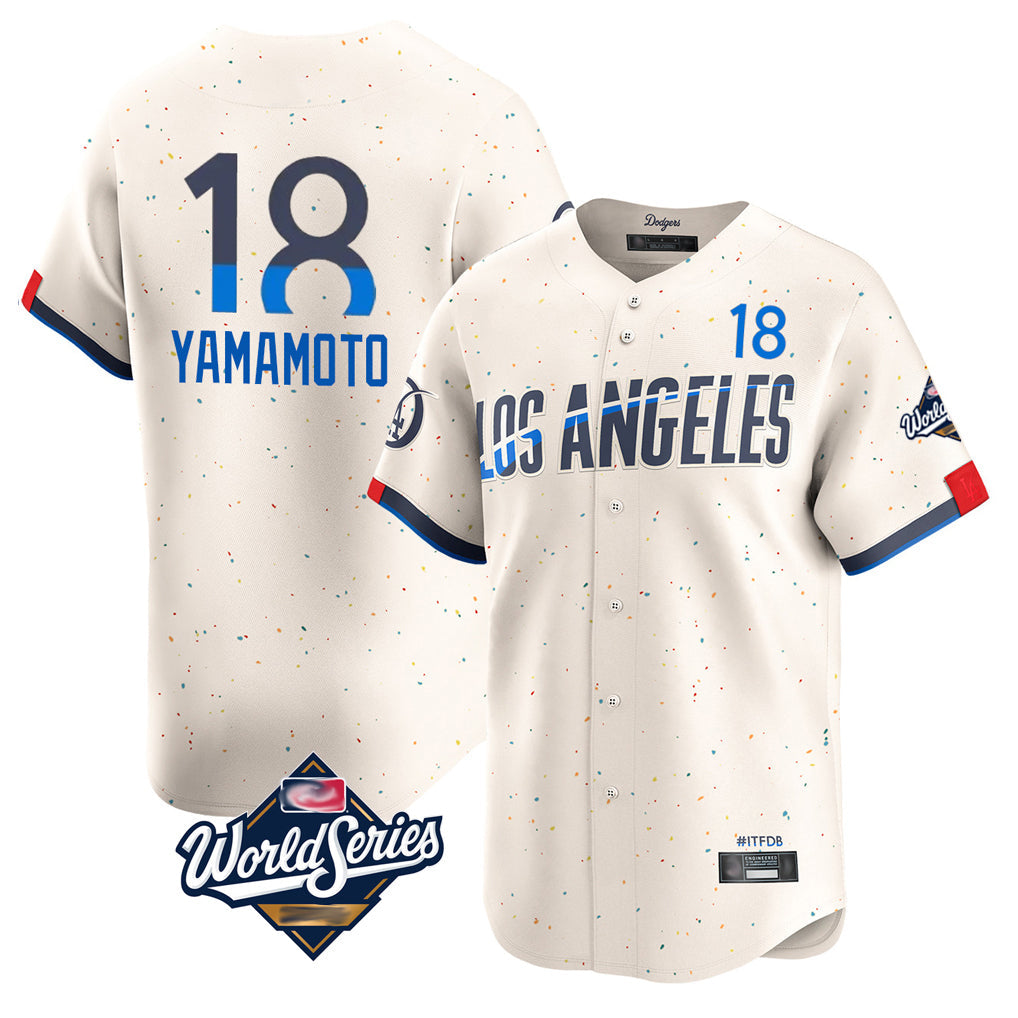 Johmsee LA.Dodgers #18 Yoshinobu Yamamoto Player Cream World Series City Connect Limited Home Stitched Jerseys