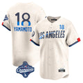Johmsee LA.Dodgers #18 Yoshinobu Yamamoto Player Cream World Series Meet City Connect Limited Home Stitched Jerseys