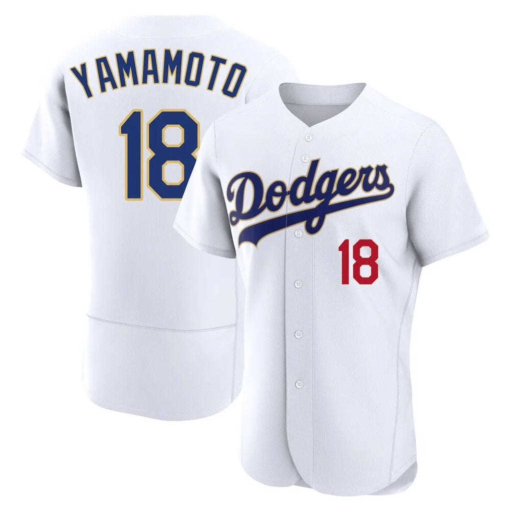Johmsee LA.Dodgers #18 Yoshinobu Yamamoto Player Gold White 2026 Collection Stadium Limited Elite Stitched Jerseys