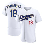 Johmsee LA.Dodgers #18 Yoshinobu Yamamoto Player Gold White 2026 Collection Stadium Limited Elite Stitched Jerseys