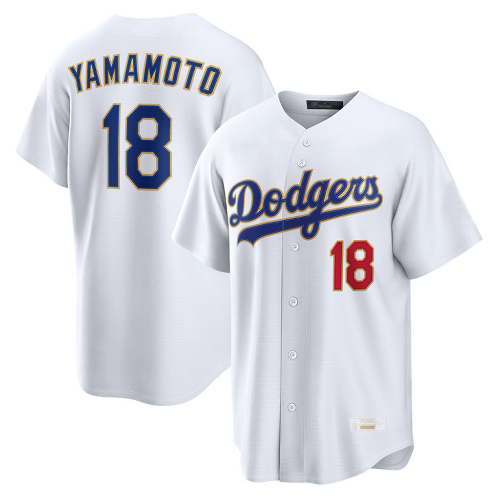 Johmsee LA.Dodgers #18 Yoshinobu Yamamoto Player Gold White 2026 Collection Stadium Limited Stitched Jerseys