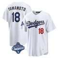Johmsee LA.Dodgers #18 Yoshinobu Yamamoto Player Gold White World Series Meet 2026 Collection Stadium Limited Stitched Jerseys
