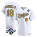 Johmsee LA.Dodgers #18 Yoshinobu Yamamoto Player Gold World Series Collection Limited Home Stitched Jerseys