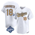 Johmsee LA.Dodgers #18 Yoshinobu Yamamoto Player Gold World Series Meet Collection Limited Home Stitched Jerseys