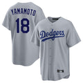 Johmsee LA.Dodgers #18 Yoshinobu Yamamoto Player Gray Game Stitched Jerseys