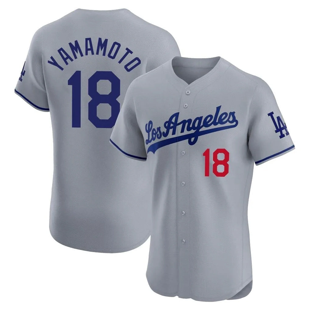 Johmsee LA.Dodgers #18 Yoshinobu Yamamoto Player Gray Limited Elite Home Stitched Jerseys