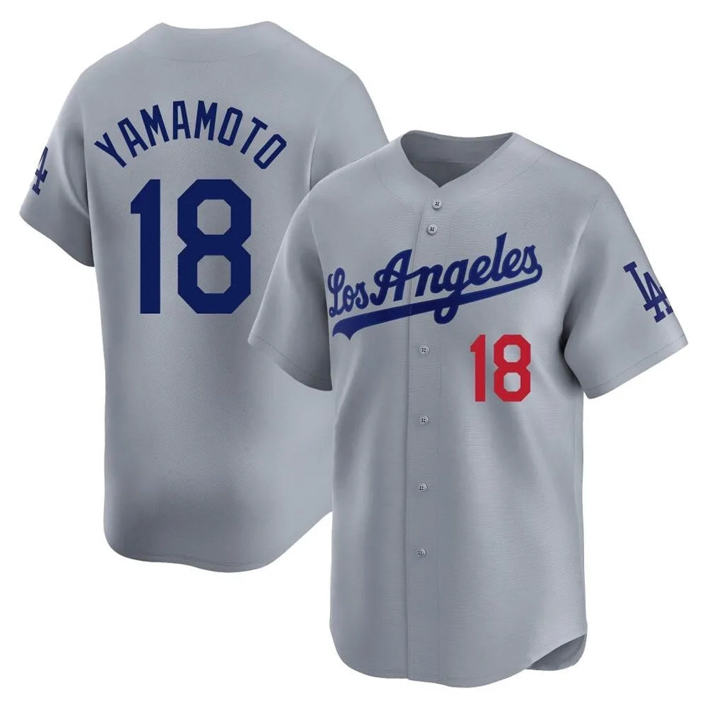 Johmsee LA.Dodgers #18 Yoshinobu Yamamoto Player Gray Limited Home Stitched Jerseys