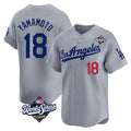 Johmsee LA.Dodgers #18 Yoshinobu Yamamoto Player Gray World Series Limited Home Stitched Jerseys