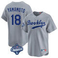 Johmsee LA.Dodgers #18 Yoshinobu Yamamoto Player Gray World Series Meet Game Limited Home Stitched Jerseys