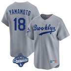 Johmsee LA.Dodgers #18 Yoshinobu Yamamoto Player Gray World Series Meet Game Limited Home Stitched Jerseys